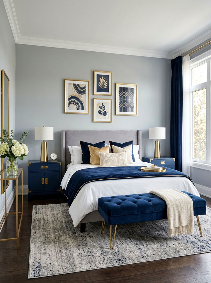 Blue and Gold Bedroom Decor - 30 blue bedroom ideas