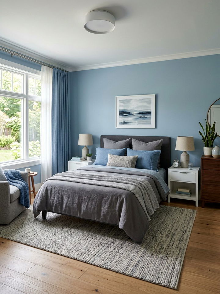 Blue and Gray Bedroom - 30 contemporary blue bedroom ideas