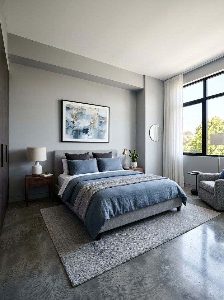 Blue and Grey Bedroom - 30 minimalist blue bedroom ideas