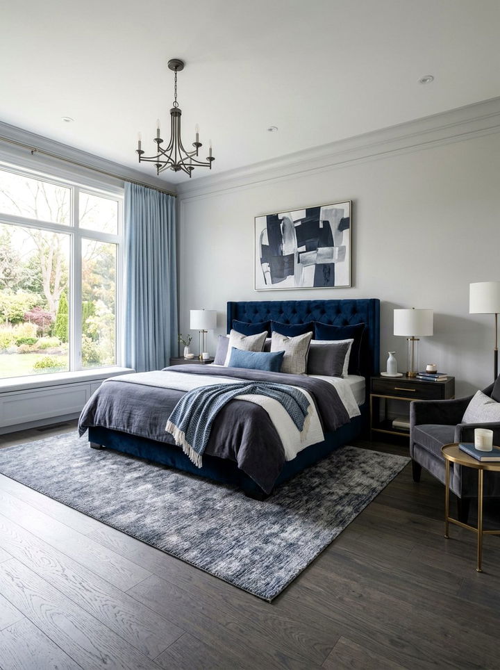 Blue and Grey Master Suite - 30 blue bedroom ideas