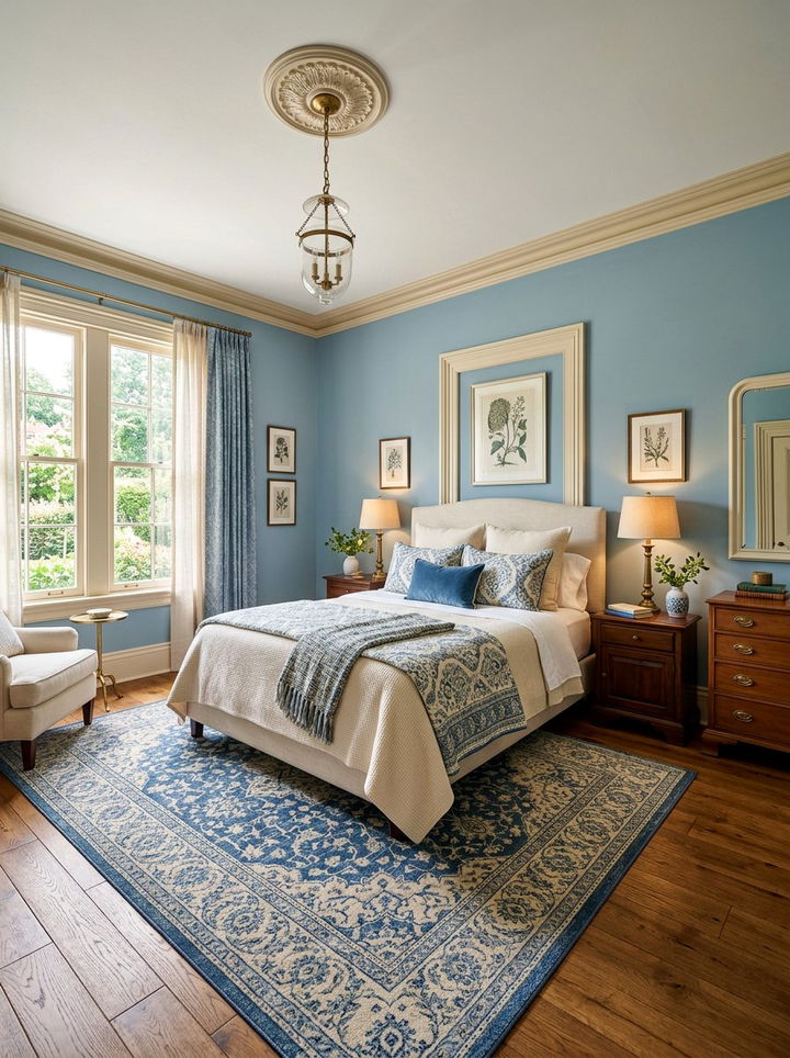 Blue and cream bedroom - 30 bedroom blue walls