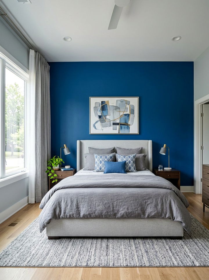 Blue and gray accent wall bedroom - 30 blue and gray bedroom ideas