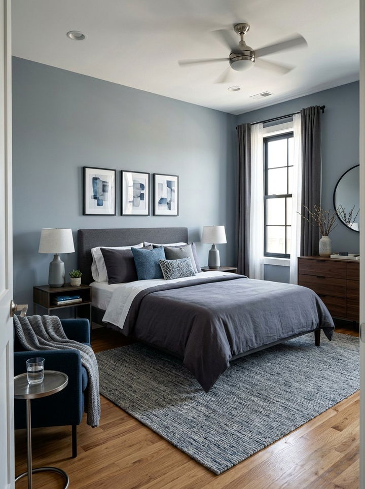 Blue and gray bedroom - 30 bedroom blue walls