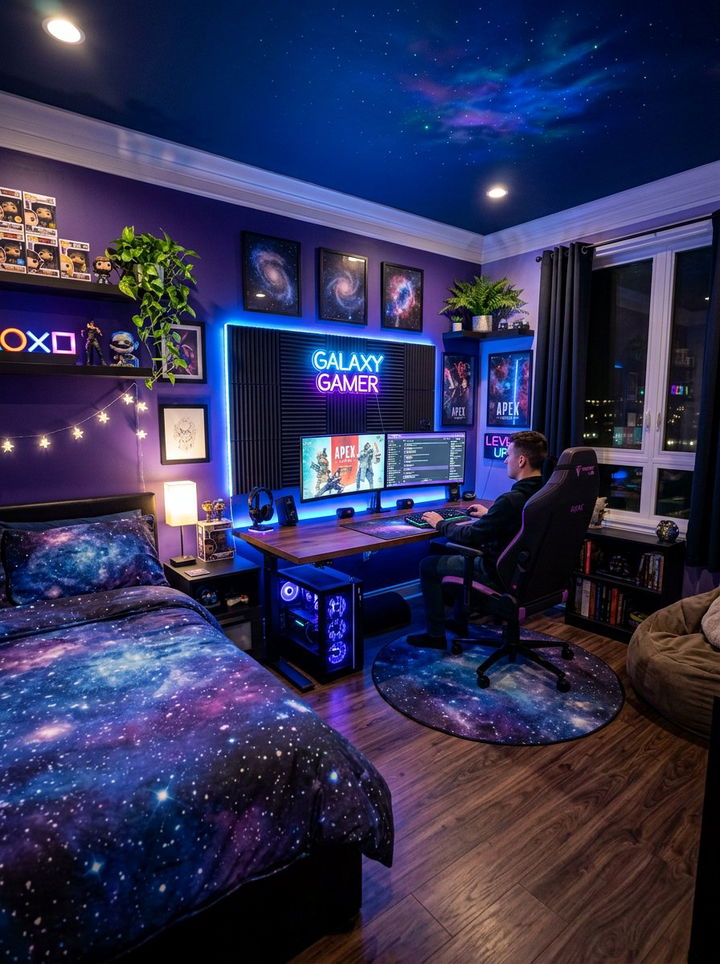 Blue and purple esports bedroom - 30 esports bedroom ideas