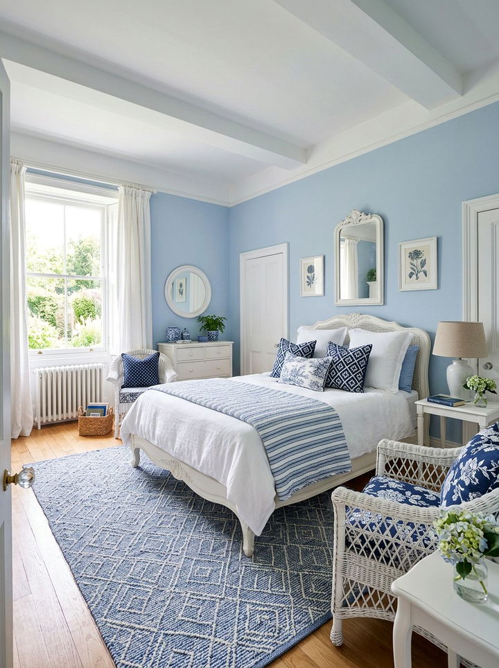 Blue and white French bedroom - 30 French country bedroom ideas