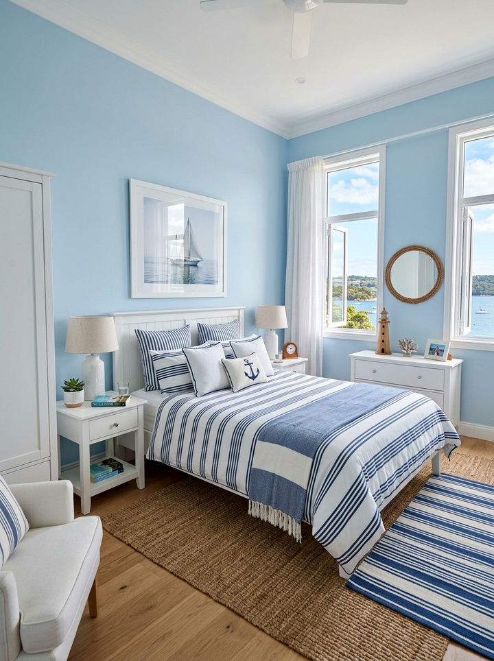 Blue and white bedroom - 30 sky inspired bedroom color ideas