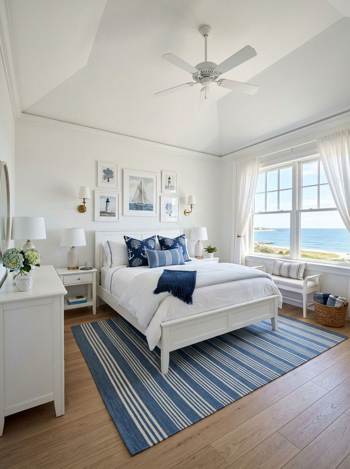 Blue and white coastal - 30 coastal white bedroom ideas