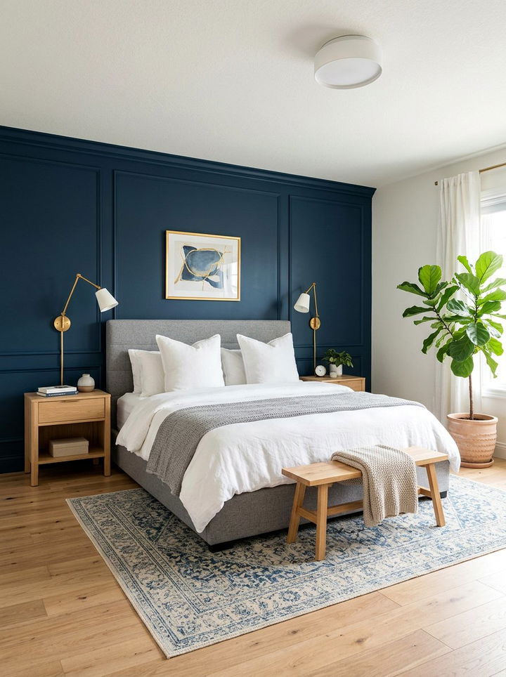 Blue bedroom accent wall - 30 bedroom update ideas