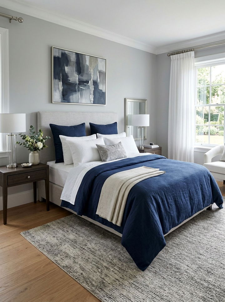 Blue linen bedding - 30 linen bedroom ideas