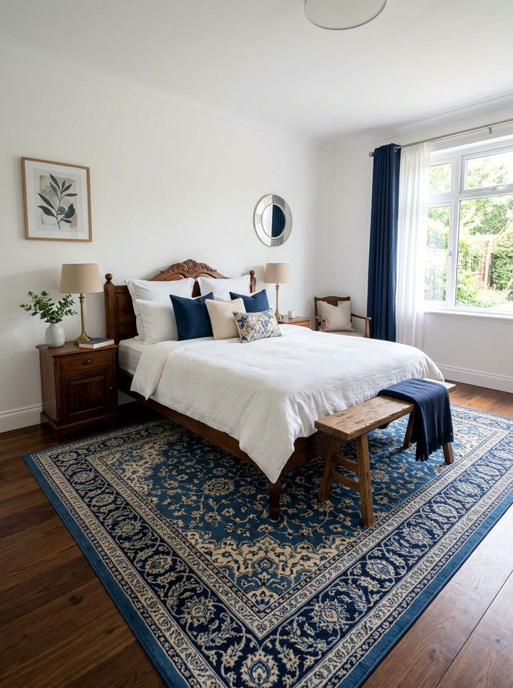 Blue oriental rug bedroom - 30 traditional blue bedroom ideas