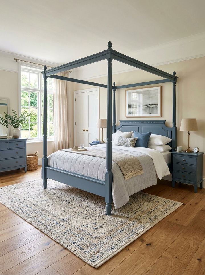 Blue painted wood furniture - 30 traditional blue bedroom ideas