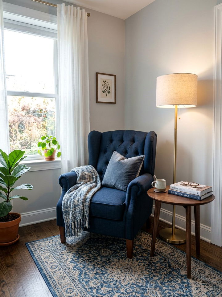 Blue upholstered armchair bedroom - 30 traditional blue bedroom ideas