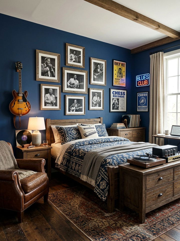 Blues Music Bedroom - 30 music themed bedroom ideas