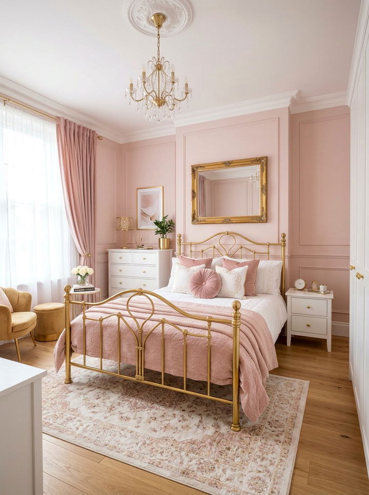 Blush Pink And Gold Bedroom - 30 gold bedroom decor ideas