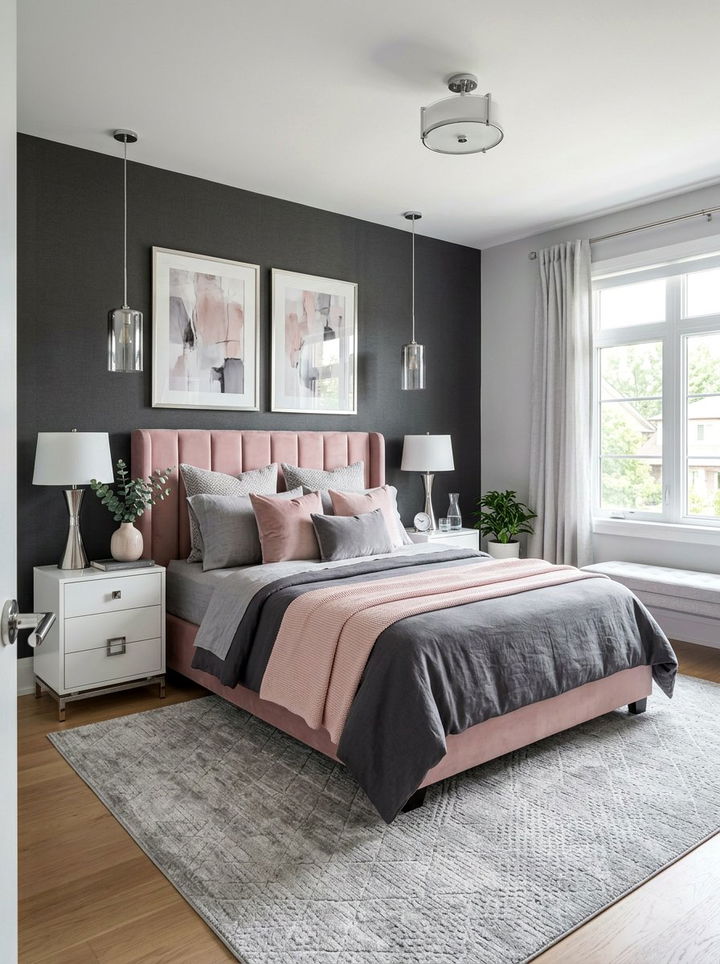 Blush Pink And Grey Bedroom - 30 rose bedroom ideas