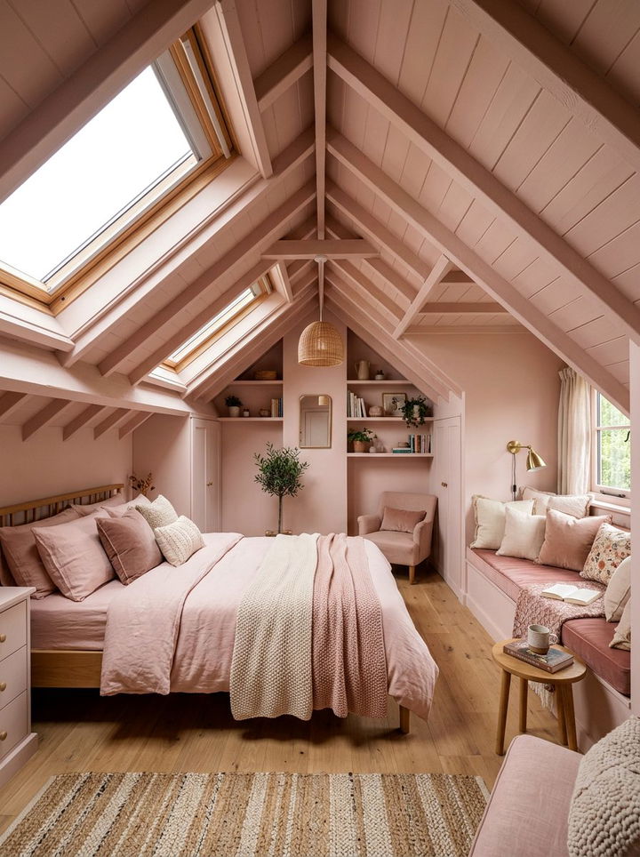Blush Pink Attic Bedroom - 30 blush pink bedroom ideas