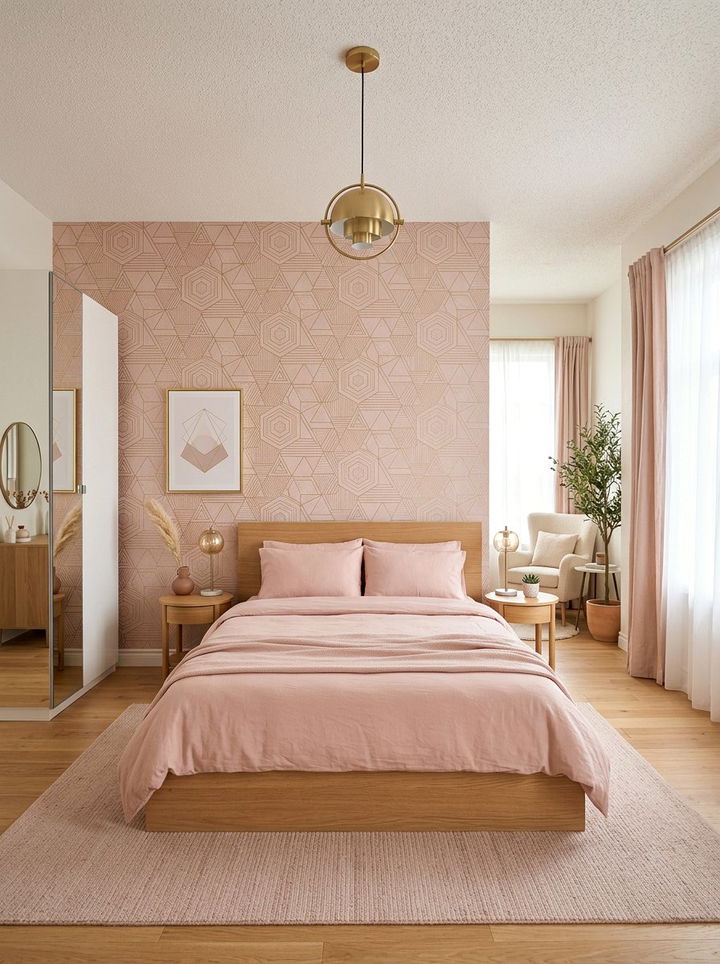 Blush Pink Geometric Bedroom - 30 blush pink bedroom ideas