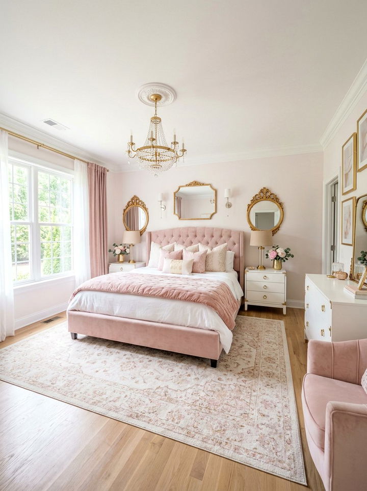 Blush Pink Gold Bedroom - 30 Hollywood bedroom ideas
