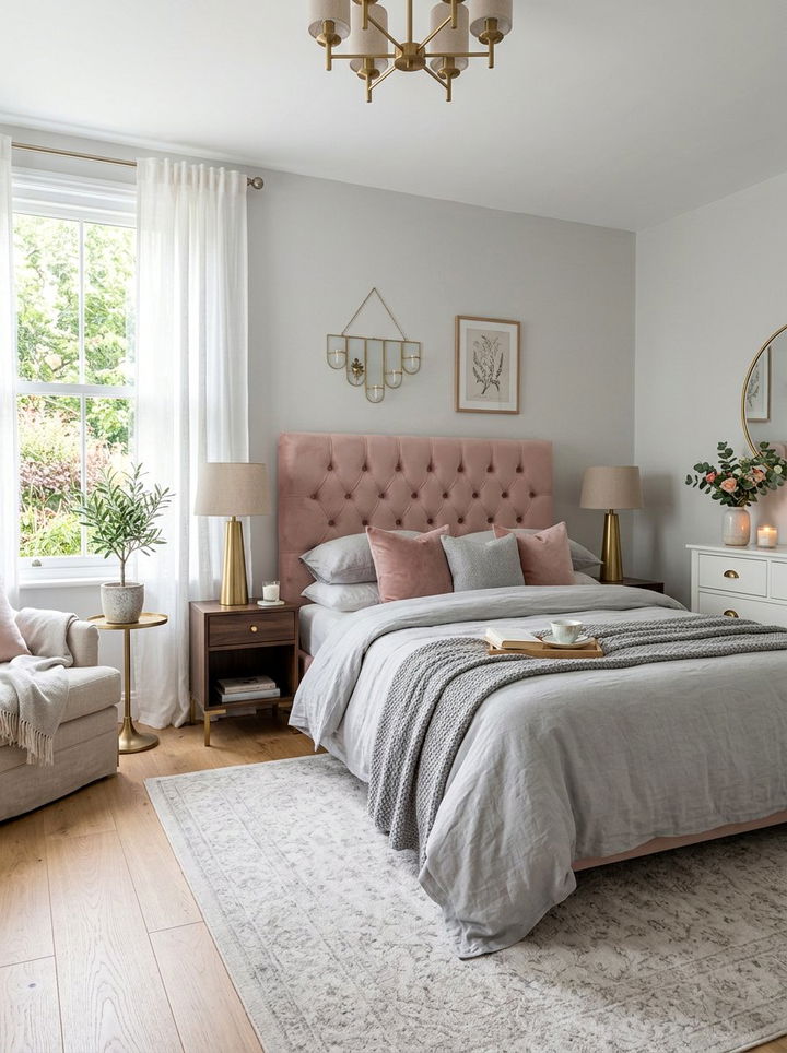 Blush Pink Padded Headboard - 30 bedroom padded headboards