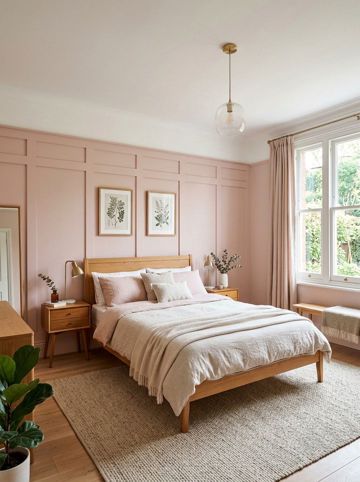 Blush Pink Paneling Bedroom - 30 blush pink bedroom ideas