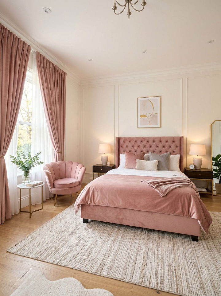 Blush Pink Velvet Bedroom - 30 blush pink bedroom ideas