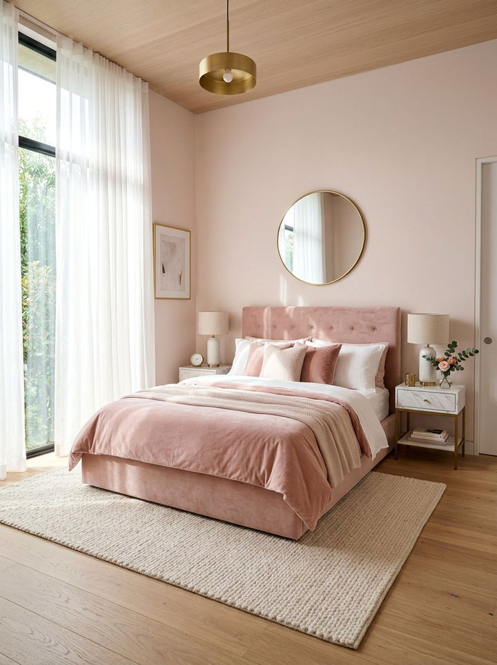 Blush Pink Velvet Palette - 30 velvet bedroom ideas
