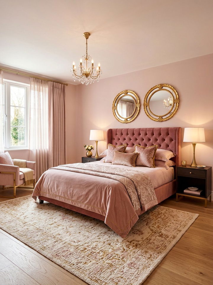 Blush Pink and Gold Bedroom - 30 blush pink bedroom ideas