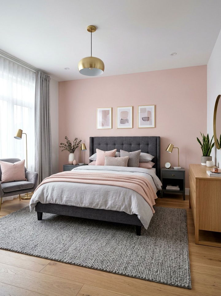 Blush Pink and Grey Bedroom - 30 blush pink bedroom ideas