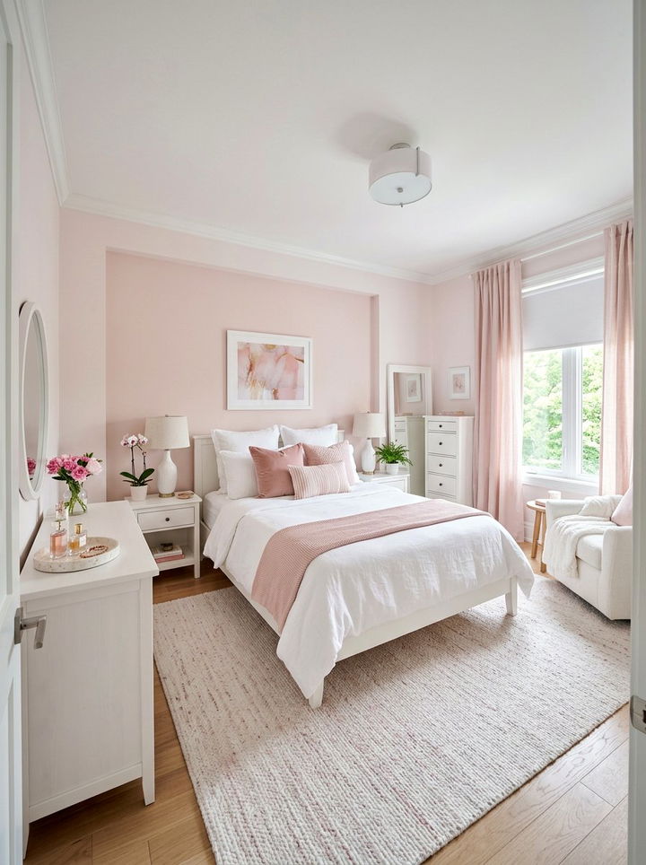 Blush Pink and White Bedroom - 30 blush pink bedroom ideas