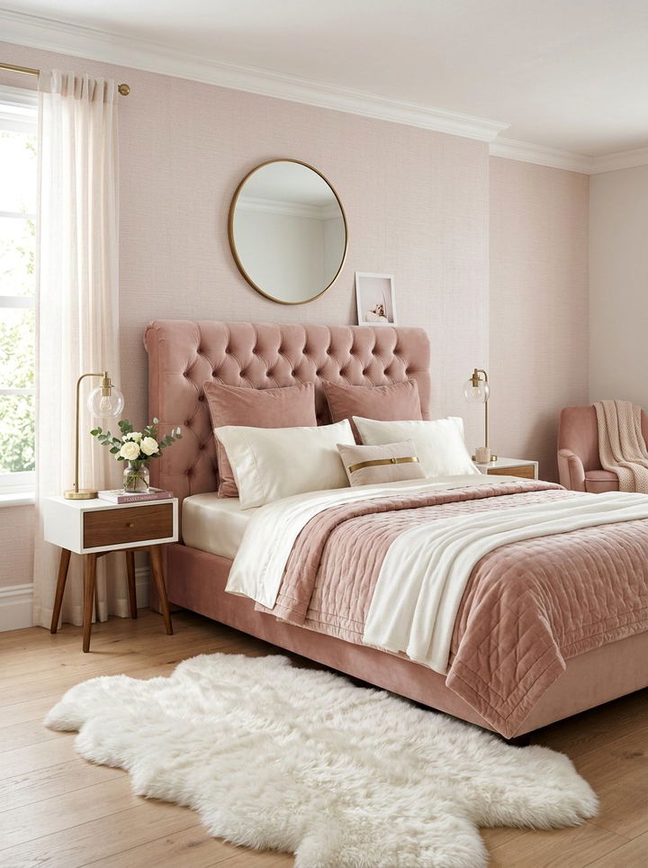 Blush Velvet Bedroom - 30 blush bedroom ideas