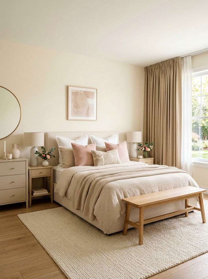 Blush and Beige Bedroom - 30 blush bedroom ideas