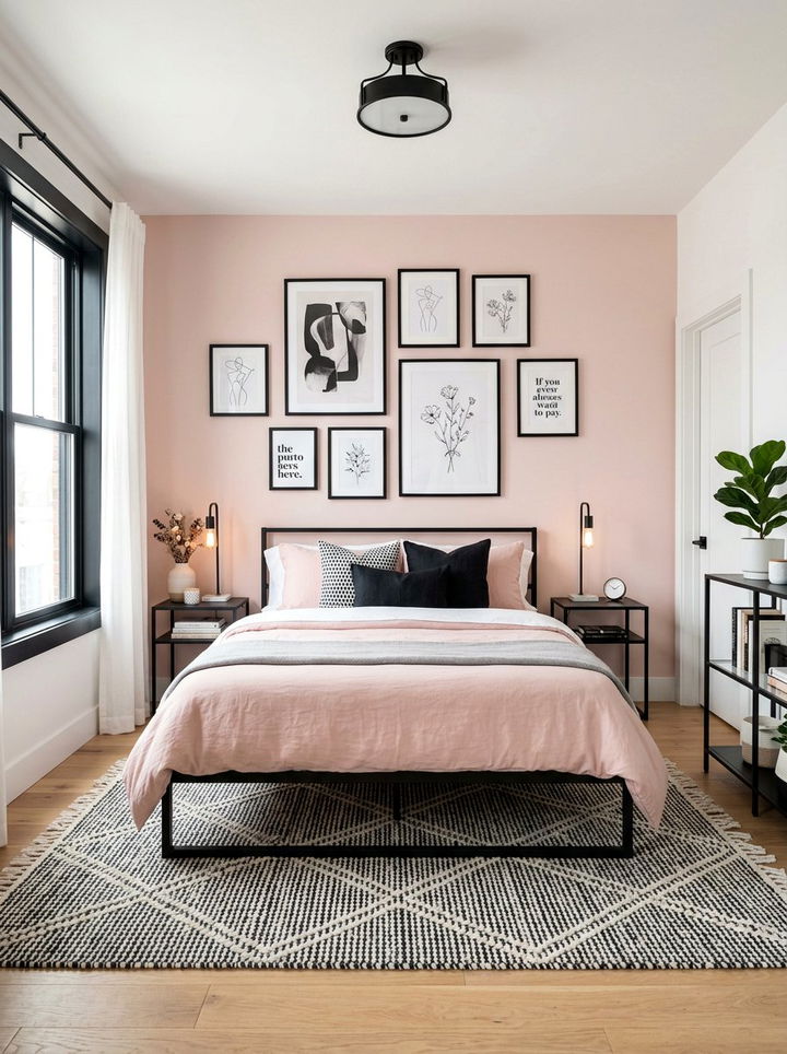 Blush and Black Bedroom - 30 blush bedroom ideas