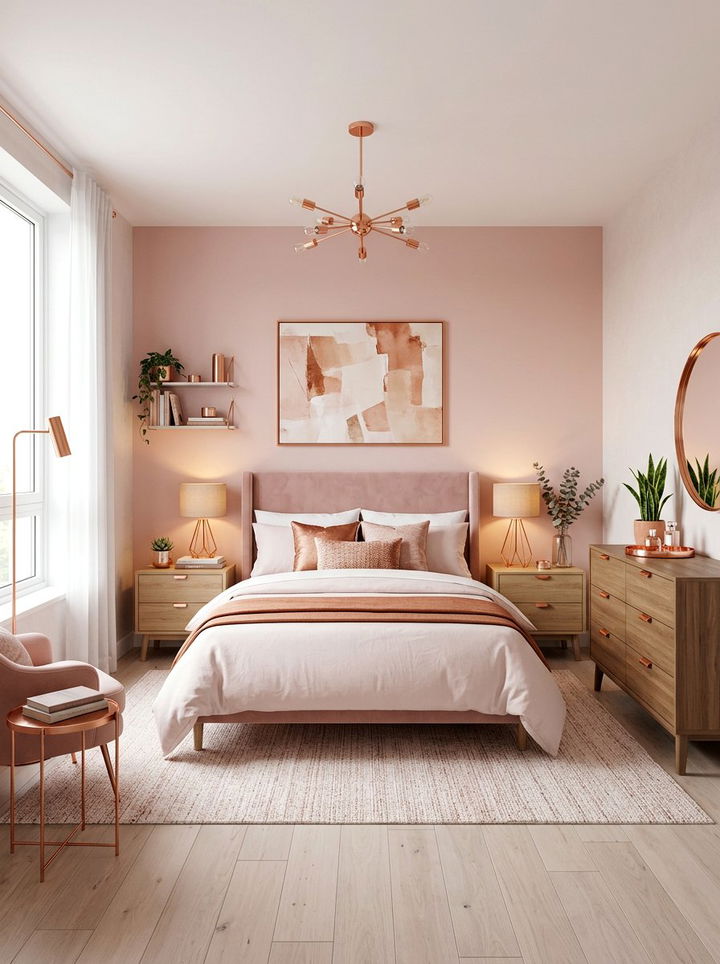 Blush and Copper Bedroom - 30 blush bedroom ideas