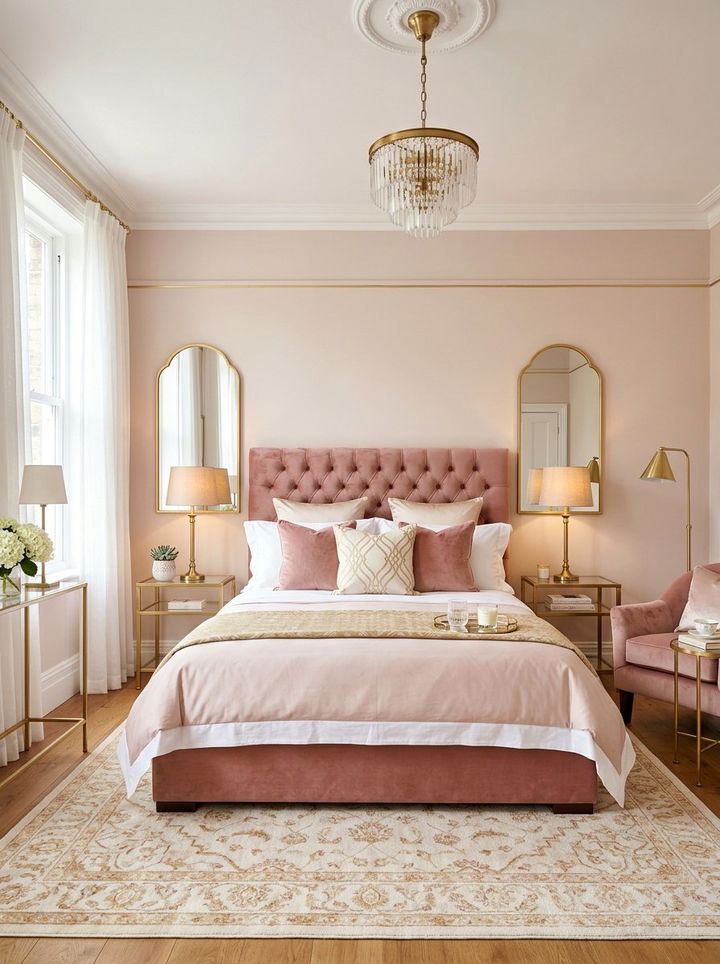 Blush and Gold Bedroom - 30 blush bedroom ideas