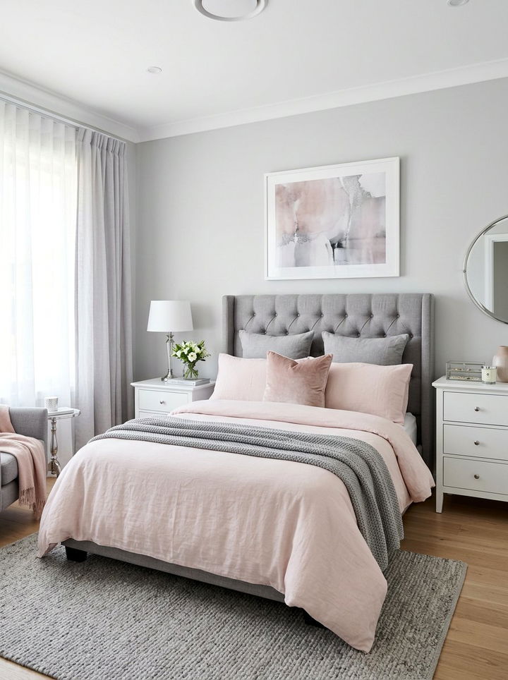 Blush and Grey Bedroom - 30 blush bedroom ideas