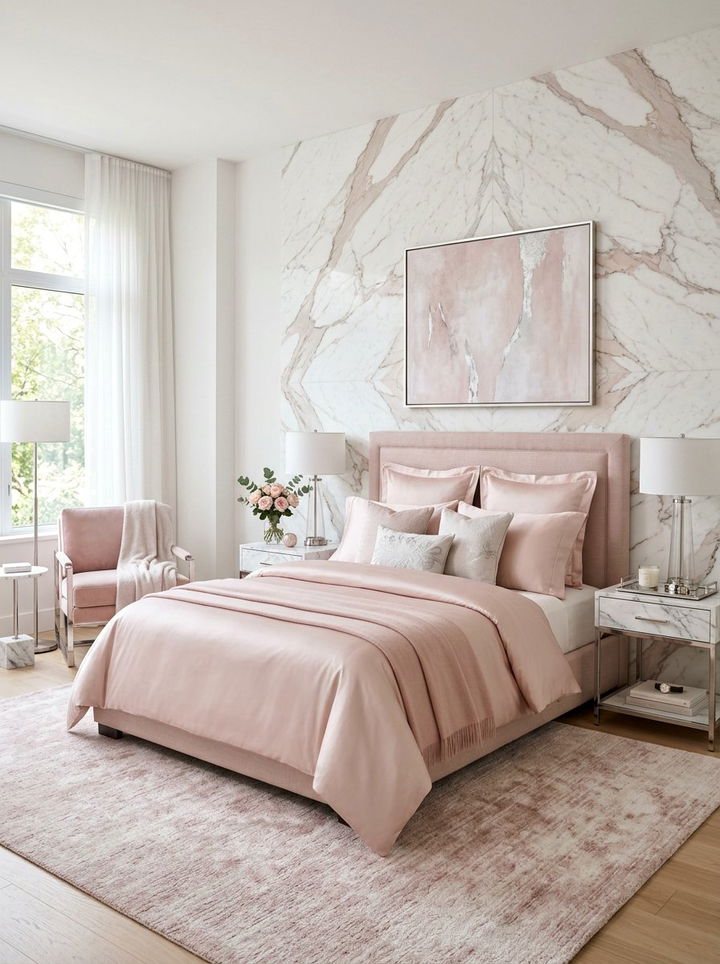 Blush and Marble Bedroom - 30 blush bedroom ideas