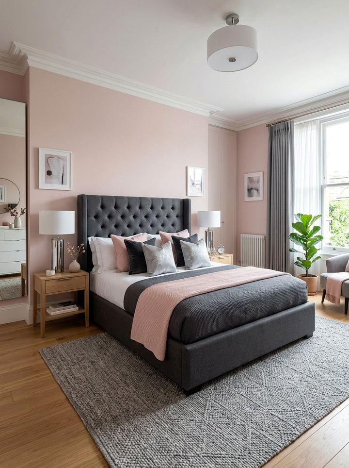 Blush pink and grey bedroom - 30 pale pink bedroom ideas