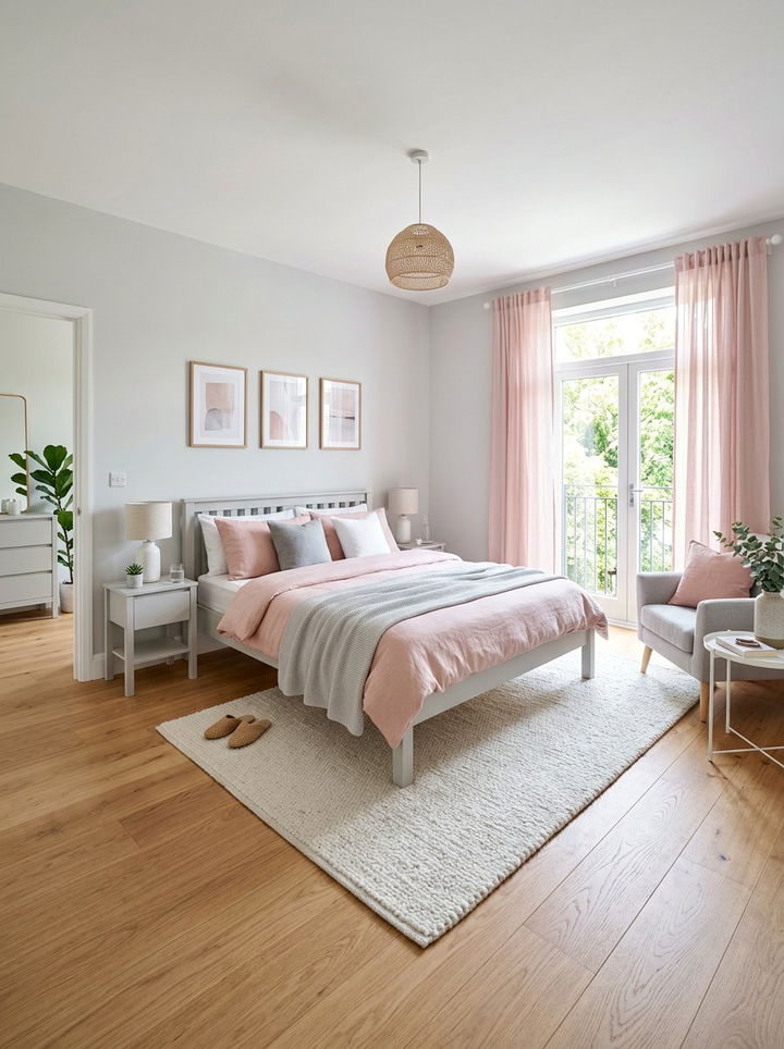 Blush pink and light gray bedroom - 30 pink and gray bedroom ideas