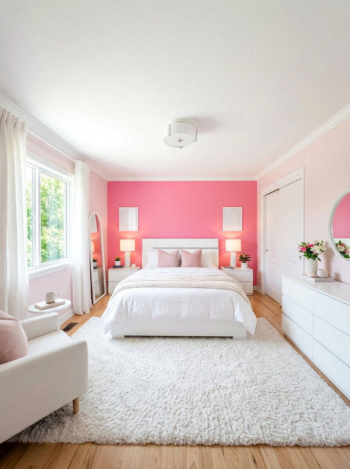 Blush pink and white bedroom - 30 blush pink accent wall bedroom