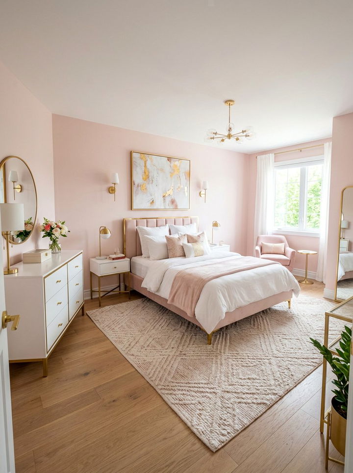 Blush pink gold bedroom - 30 gold bedroom ideas