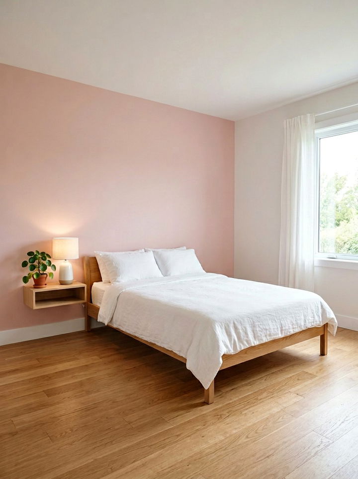 Blush pink minimalist bedroom - 30 blush pink accent wall bedroom