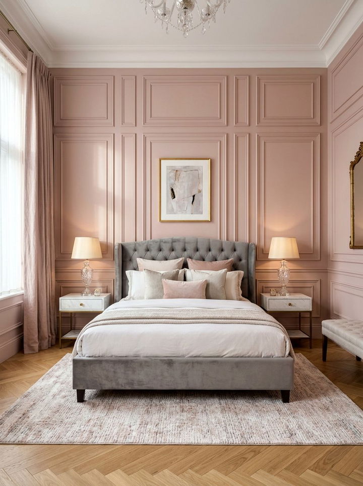 Blush pink paneled wall - 30 blush pink accent wall bedroom