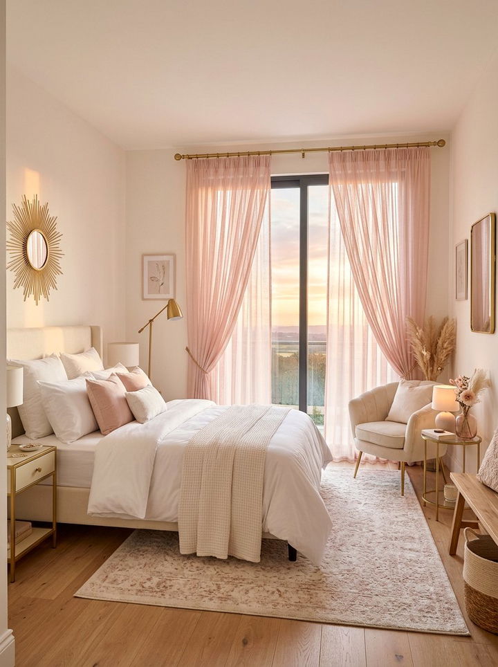 Blush pink sheer curtains - 30 bedroom sheer curtains