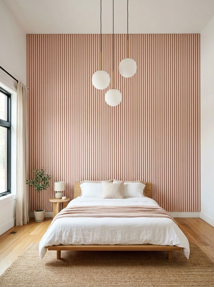 Blush pink vertical slat wall - 30 blush pink accent wall bedroom