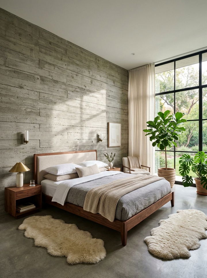Board Formed Concrete Wall - 30 concrete bedroom ideas