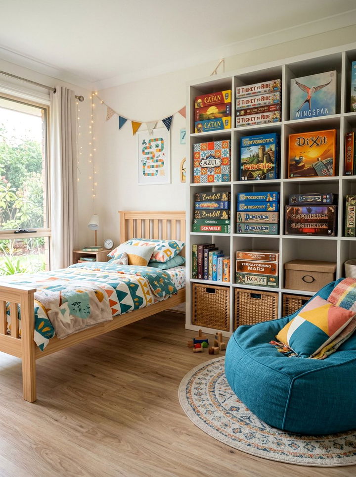 Board Game Storage - 30 bedroom hobby display ideas