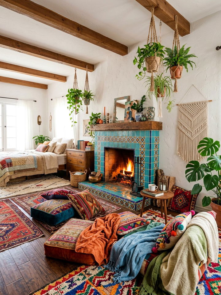 Bohemian Bedroom Fireplace - 30 bedroom wood burning fireplace ideas
