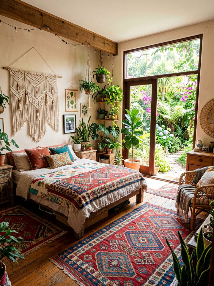 Bohemian Bedroom With Garden Access - 30 bedroom with patio doors