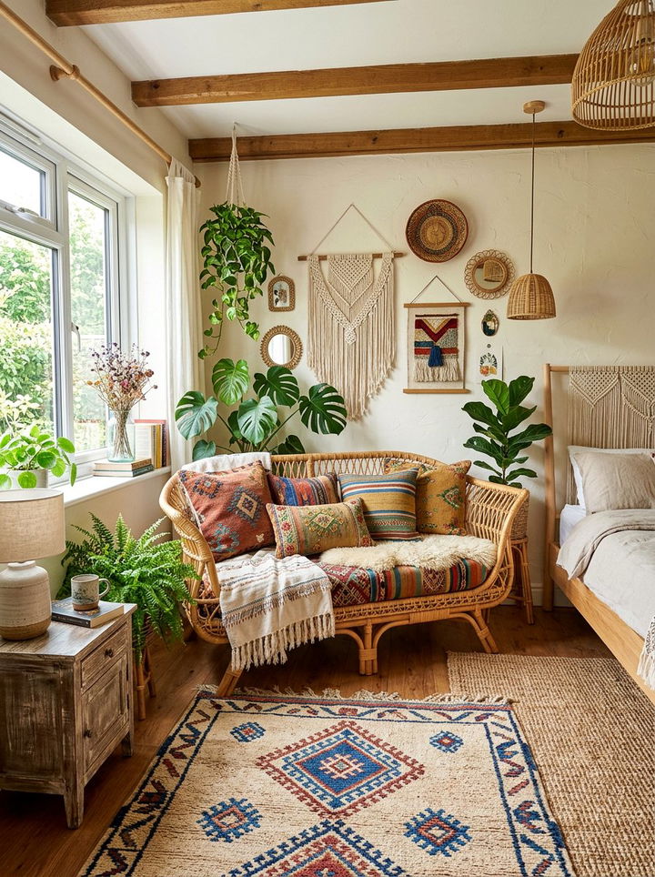 Bohemian Bedroom With Rattan Loveseat - 30 bedroom loveseats