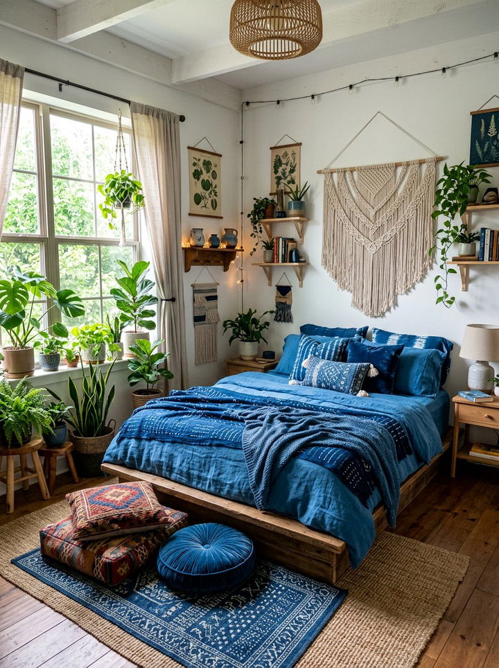 Bohemian Blue Bedroom - 30 ocean blue bedroom ideas